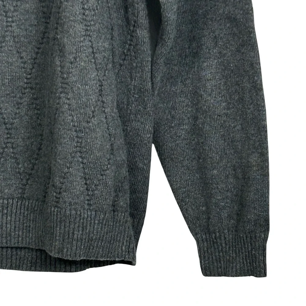 Claiborne‎ Quarter Zip Sweater Mens Large Gray Diamond Textured Knit Pullover